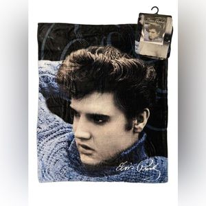 NWT Elvis Presley blue sweater black soft fleece throw